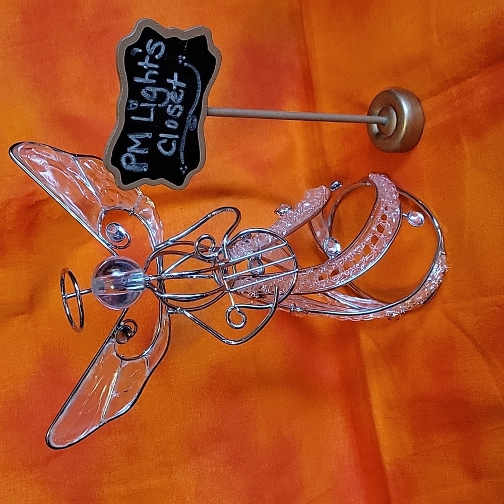 Metal and Acrylic Angel Figure Silver Harp
